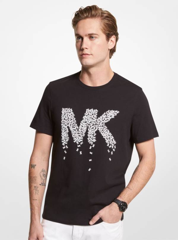Panske Tricko Michael Kors Logo Cotton Čierne - Oblecenie Michael Kors Akcia | ETVBU-1502